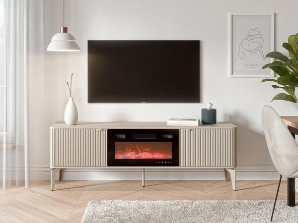 Comodă TV Etcamo 101, Stejar Cremona, Cașmir, PAL laminat, MDF, 56x160x40cm