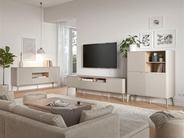 Set de living Etcamo 104, Stejar Cremona, Cașmir, PAL laminat, MDF