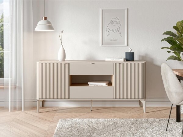 Bufet Etcamo 103, Stejar Cremona, Cașmir, MDF, PAL laminat, 75x160x40cm, 43.8 kg