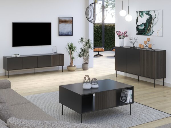 Set de living Silves I, Nuc, Negru, PAL laminat