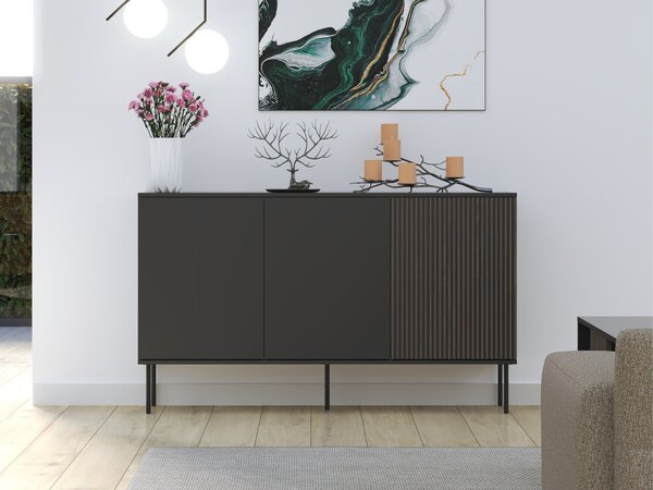 Bufet Silves, Negru, Nuc, PAL laminat, 88x151x39cm, 44 kg