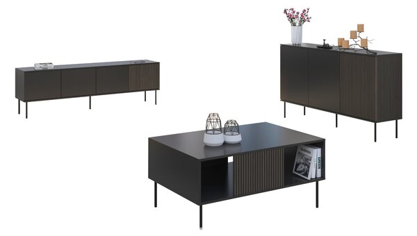 Set de living Silves I, Nuc, Negru, PAL laminat