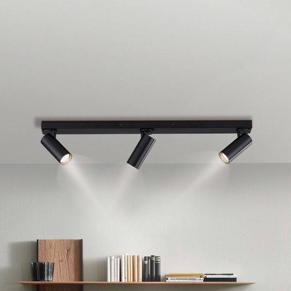 Schöner Wohnen Spot de tavan RIK, negru, cu 3 becuri, 89 cm, metal, LED GU10, Negru, Camera de zi / sufragerie, Aluminiu, Modern, Plafon cu flacără multiplă