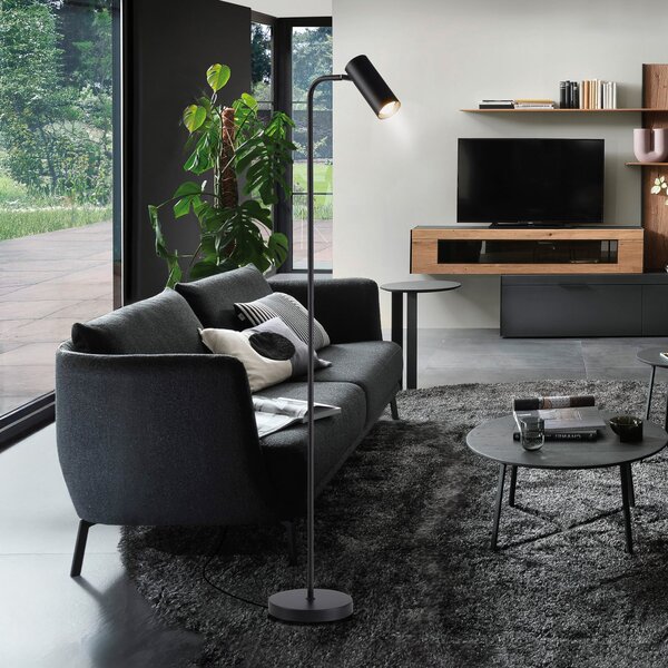 Schöner Wohnen Lampadar RIK, negru, înălțime 140 cm, metal, GU10-LED, Negru, Camera de zi / sufragerie, Aluminiu, Modern