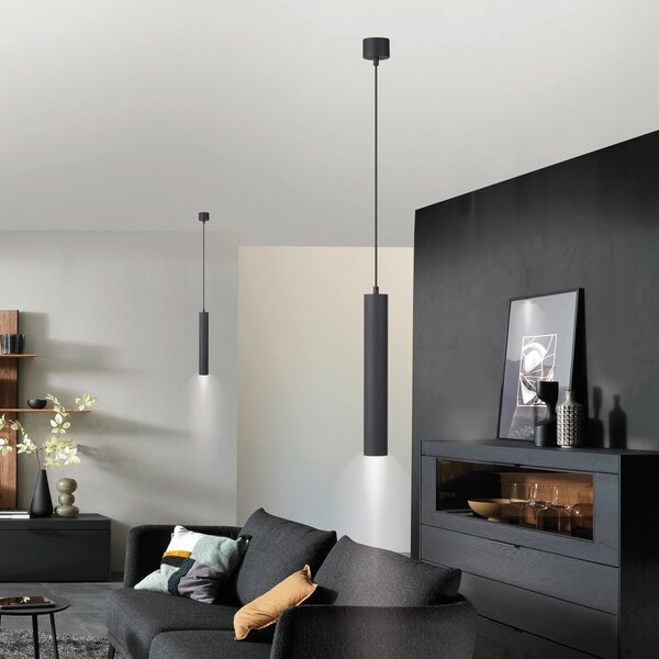 Schöner Wohnen Lampă suspendată DANTE, negru, cu 1 bec, Ø 6 cm, metal, GU10, Negru, Camera de zi / sufragerie, Metal, Modern