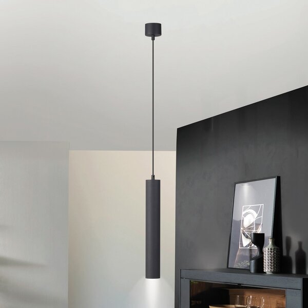Schöner Wohnen Lampă suspendată DANTE, negru, cu 1 bec, Ø 6 cm, metal, GU10, Negru, Camera de zi / sufragerie, Metal, Modern