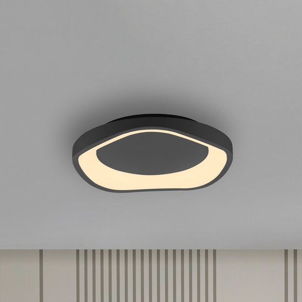 Schöner Wohnen Plafonieră LED MONTA, negru, Ø 40 cm, metal, Switchdim, reglabil, Negru, Camera de zi / sufragerie, Metal, Modern
