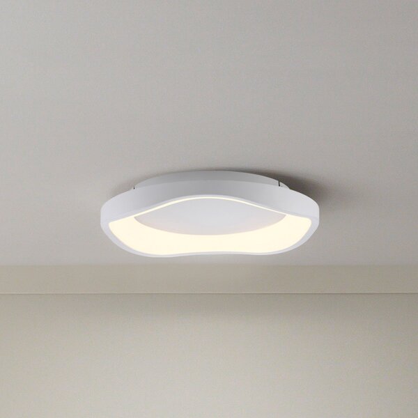Schöner Wohnen Plafonieră LED MONTA, albă, Ø 40 cm, metal, Switchdim, reglabil, Alb, Camera de zi / sufragerie, Metal, Modern