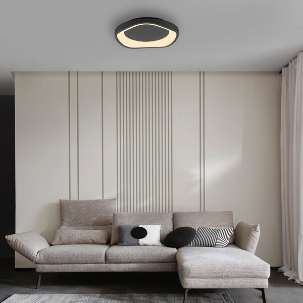 Schöner Wohnen Plafonieră LED MONTA, negru, Ø 40 cm, metal, Switchdim, reglabil, Negru, Camera de zi / sufragerie, Metal, Modern