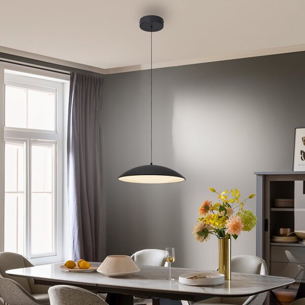 Schöner Wohnen Lampă suspendată LED LENTE, negru, Ø 40 cm, metal, Switchdim, reglabil, Negru, Camera de zi / sufragerie, Metal, Modern