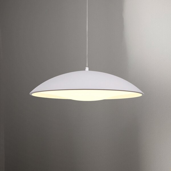 Schöner Wohnen Lampă suspendată LED LENTE, albă, Ø 40 cm, metal, Switchdim, reglabil, Alb, Camera de zi / sufragerie, Metal, Modern