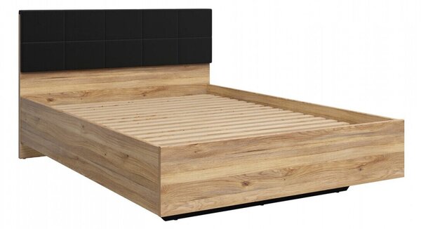 Pat Livdela 100, Stejar deschis, Negru, Tapiterie, PAL laminat, 99x145x206cm, 65 kg