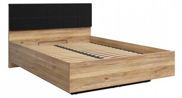 Pat Livdela 101, Negru, Stejar deschis, PAL laminat, Tapiterie, 99x145x206cm, 111 kg