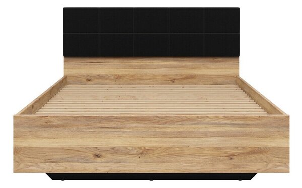 Pat Livdela 100, Stejar deschis, Negru, Tapiterie, PAL laminat, 99x145x206cm, 65 kg