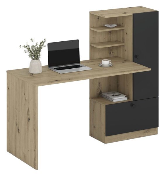 Birou Houston 2148, Stejar artizan, Negru, PAL laminat, 74x150x60cm, 44.2 kg