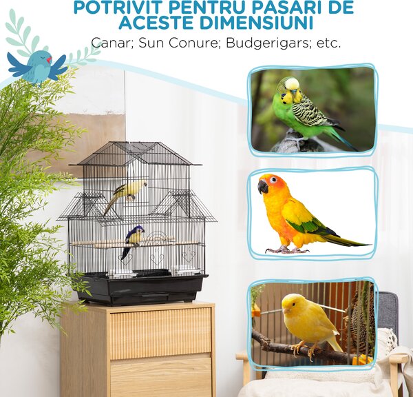 PawHut Colivie pentru Pasari cu Maner de Transport si Tava | Aosom Romania