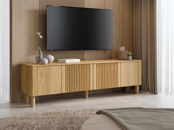 Comodă TV Houston 2170, Hickory stejar, MDF, PAL laminat, 55x190x40cm, 39.5 kg, Lemn: Fag