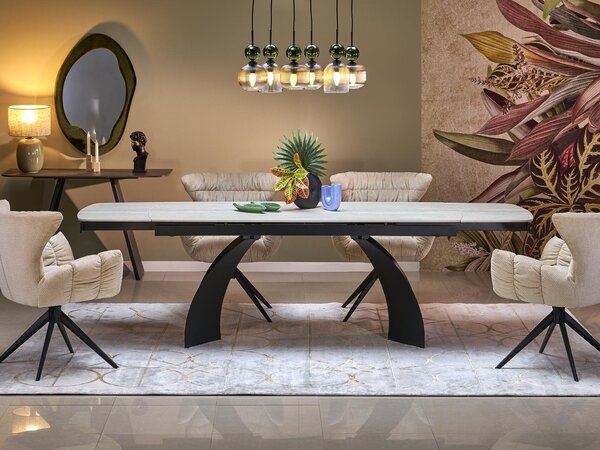 Masă Houston 2177, Negru, Deschis Travertine, 76x90x180cm, 119 kg