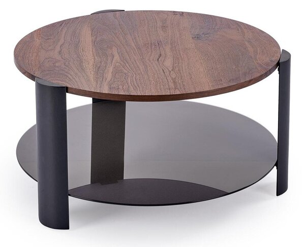 Măsuță de cafea Houston 2181, Negru, Nuc, MDF, Sticlă, 43cm, 19 kg