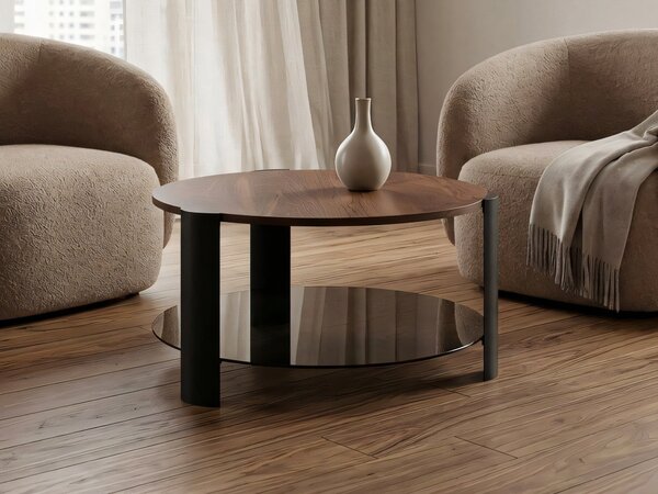 Măsuță de cafea Houston 2181, Negru, Nuc, MDF, Sticlă, 43cm, 19 kg