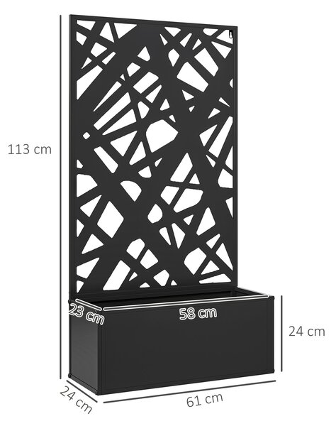 Outsunny Jardinieră cu Grilaj pentru Plante Cățărătoare din Metal, 61x23x113 cm, Negru | Aosom Romania