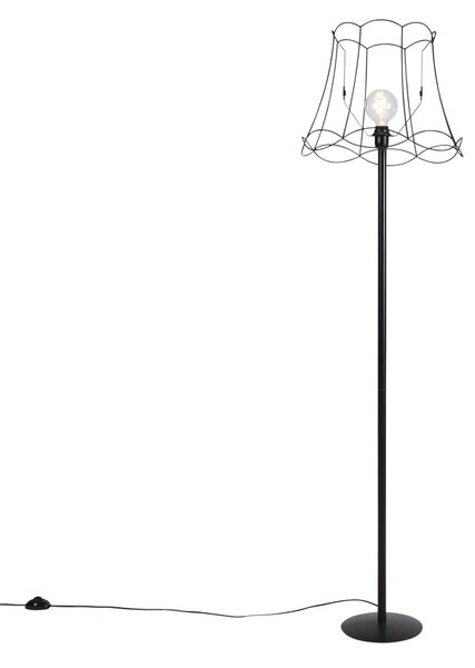 Lampă de podea neagră cu abajur cadru Granny negru 45 cm - Simplo