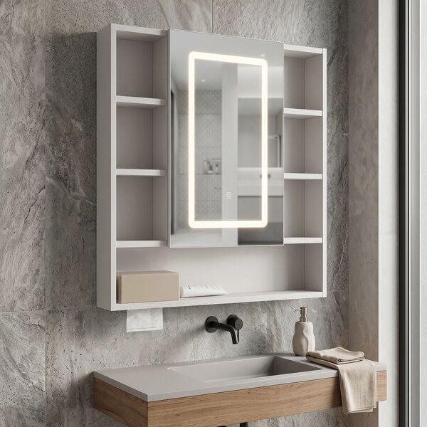 Dulap cu oglindă LED Rea Luna 70x80cm