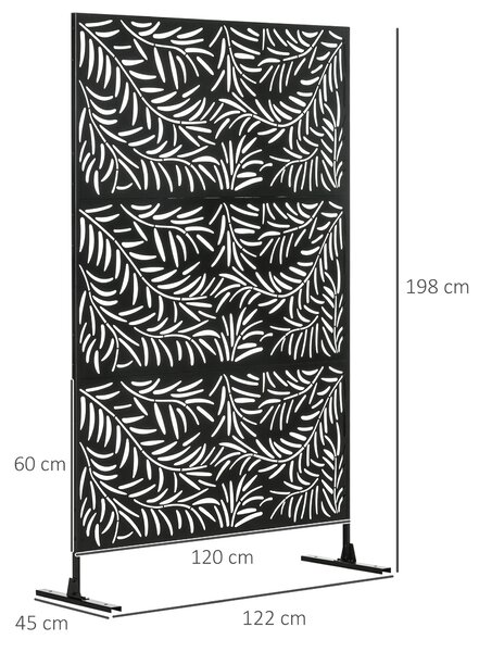 Outsunny Paravan Exterior cu 2 Picioare din Oțel, pentru Exterior și Grădină, 122x45x198 cm, Negru | Aosom Romania