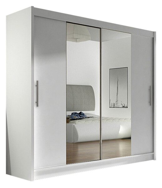 Dulap Closico Pallor II, Alb, 215x180x58cm, 147 kg, Uși dulap: Glisante, Numărul de rafturi: 5, Numărul de rafturi: 5