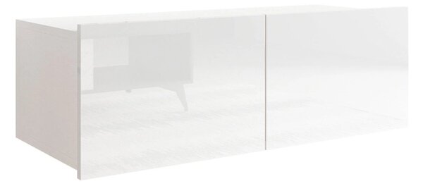 Comodă TV Remus I, Alb lucios, Alb, PAL laminat, 37x100x43cm, 17 kg