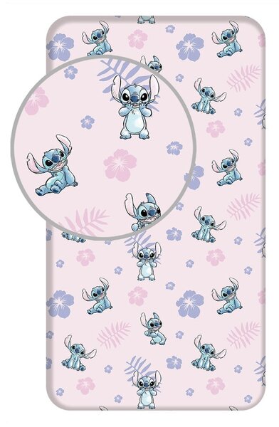 Cearceaf pentru copii din bumbac pentru pat de o persoană cu elastic 90x200 cm Lilo and Stitch – Jerry Fabrics