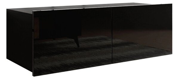 Comodă TV Remus I, Negru lucios, Negru, PAL laminat, 37x100x43cm, 17 kg