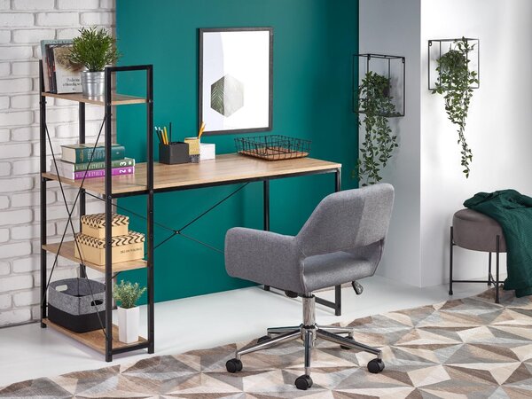 Birou Houston 1888, Negru, Stejar Sonoma, Metal, PAL laminat, 70x120x64cm, 17 kg