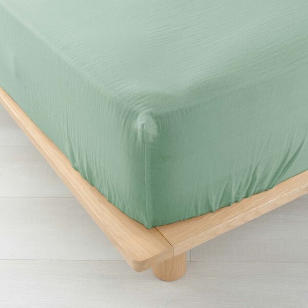 Cearceaf verde deschis din muselină cu elastic 140x190 cm Angelia – douceur d'intérieur