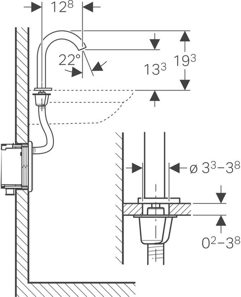 Geberit Piave baterie lavoar stativ electrică negru 115.891.SN.6