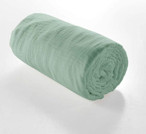 Cearceaf verde deschis din muselină cu elastic 140x190 cm Angelia – douceur d'intérieur