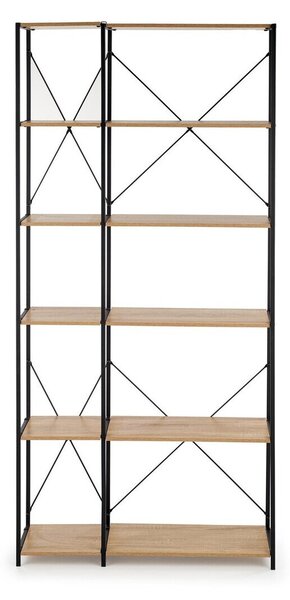 Raft Houston 845, Stejar Sonoma, Negru, Metal, PAL laminat, 190x90x30cm, 22 kg