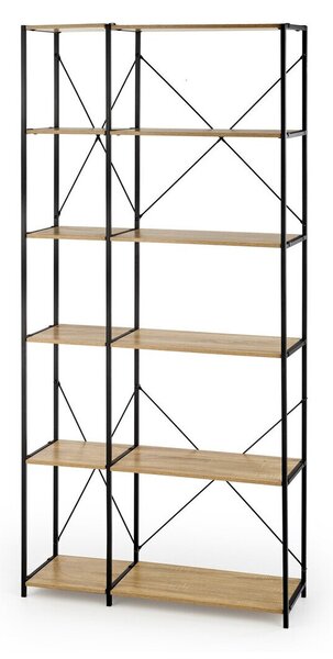 Raft Houston 845, Stejar Sonoma, Negru, Metal, PAL laminat, 190x90x30cm, 22 kg