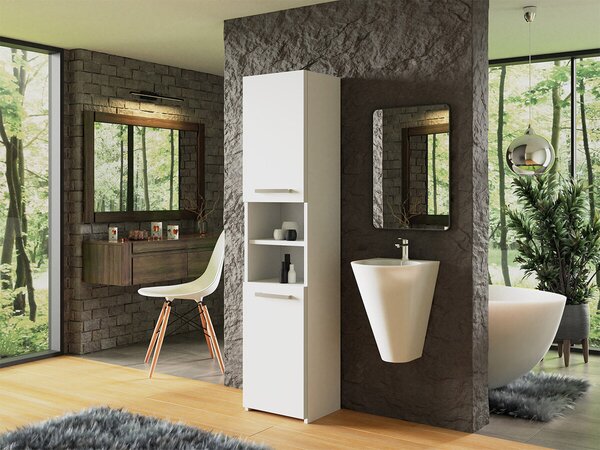 Cabinet de baie neancorat Comfivo Piscator I, Alb, PAL laminat, 170x40x30cm, 26 kg