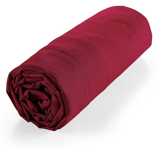 Cearceaf roșu din bumbac organic cu elastic 180x200 cm Biolina – douceur d'intérieur
