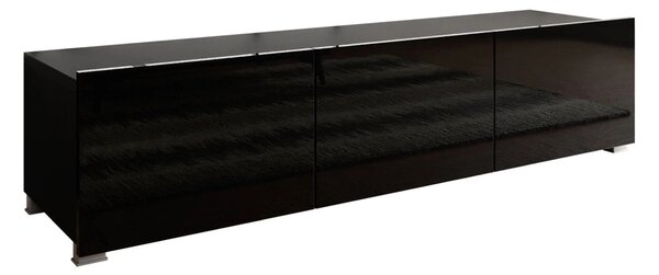 Comodă TV Remus, Negru lucios, Negru, PAL laminat, 37x150x43cm, 25 kg