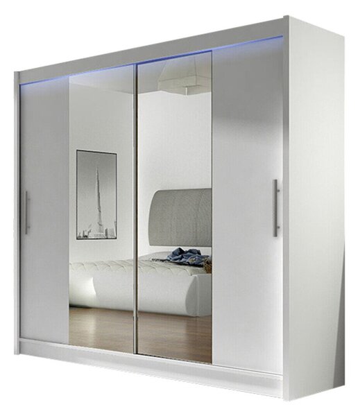 Dulap Closico Pallor II, Alb, 215x180x58cm, 147 kg, Uși dulap: Glisante, Numărul de rafturi: 5, Numărul de rafturi: 5