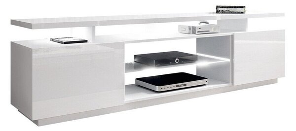 Comodă TV Figura, Alb, Alb lucios, PAL laminat, MDF, 56x180x40cm, 57 kg