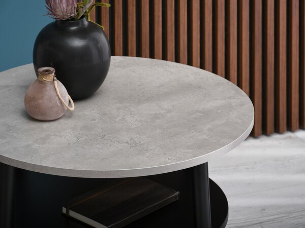Măsuță de cafea Randolf S (beton + negru). Promo -12%. 1111687