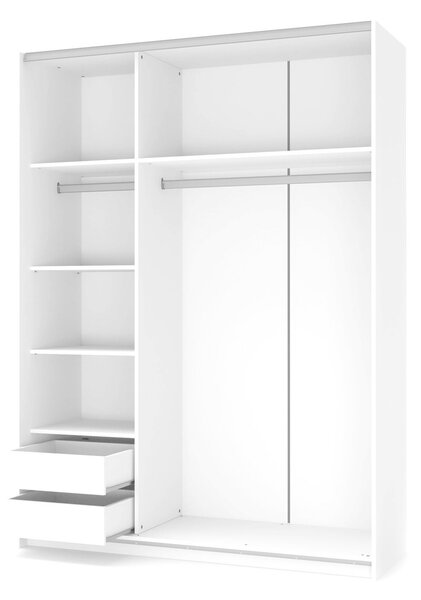 Dulap Cirveso 110, Alb lucios, Alb, 210x153x58cm, 126.7 kg, Uși dulap: Glisante, Numărul de rafturi: 5, Numărul de rafturi: 5