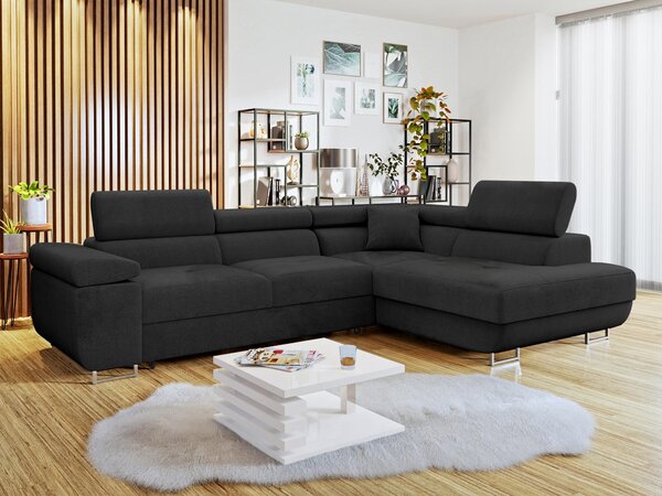 Colțar Comfivo Vinetum, Funcția de dormit, Spațiu de depozitare, 274x203x70cm, 141 kg, Picioare: Plastic, Metal