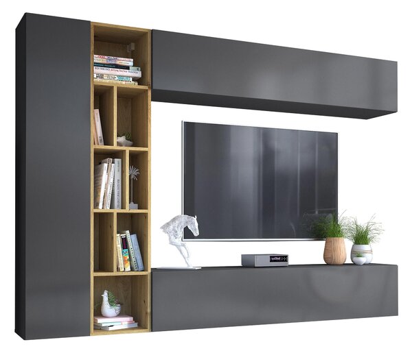 Set de living Comfivo Natura, Stejar artizan, Gri, PAL laminat, 160x224x33cm, 99 kg