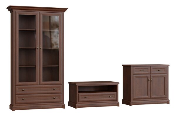 Set de living Vendore 124, Castan, Sticlă călită, PAL laminat