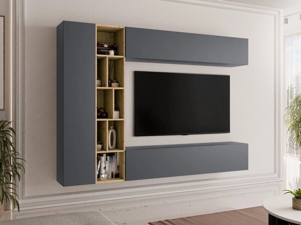 Set de living Comfivo Natura, Stejar artizan, Gri, PAL laminat, 160x224x33cm, 99 kg