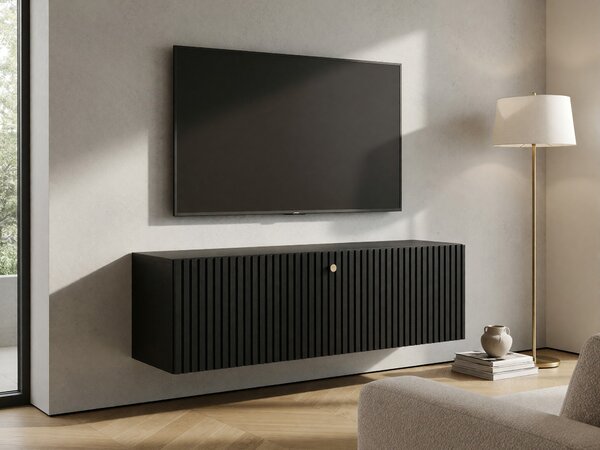 Comodă TV Anulio, Negru, MDF, PAL laminat, 34x100x40cm, 18 kg